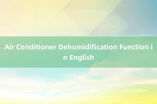 Air Conditioner Dehumidification Function in English